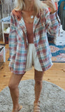 Faye Plaid Button Down Hooded Flannel (terracotta)