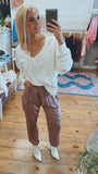 Cabo satin jogger (dusty mauve)