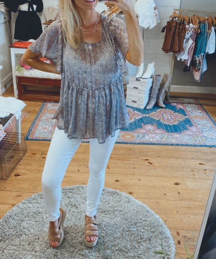 Your Love floral babydoll blouse (dark navy)