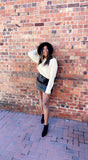 Fast Lane faux leather belted skirt (black)