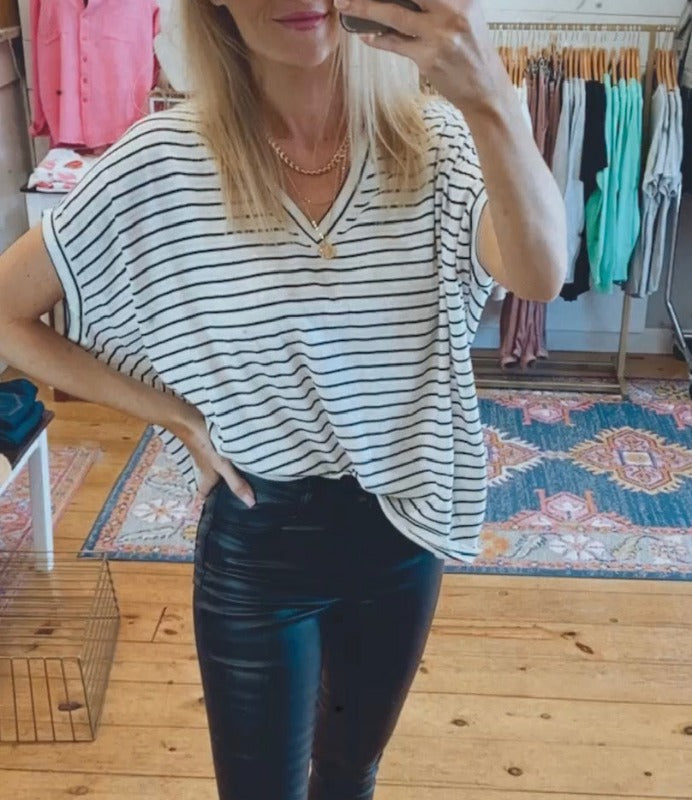 Sailor striped boxy oversized tee (white/black)