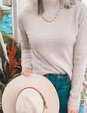 Level Up ultra soft mock neck sweater (oatmeal almond) - Mint Boutique