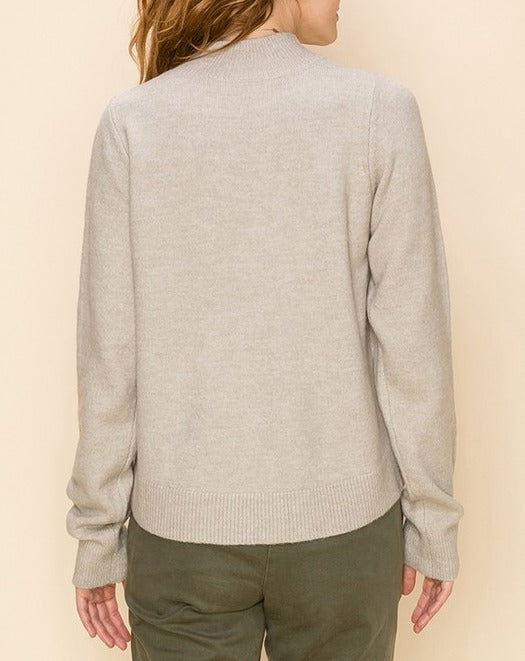 Level Up ultra soft mock neck sweater (oatmeal almond) - Mint Boutique