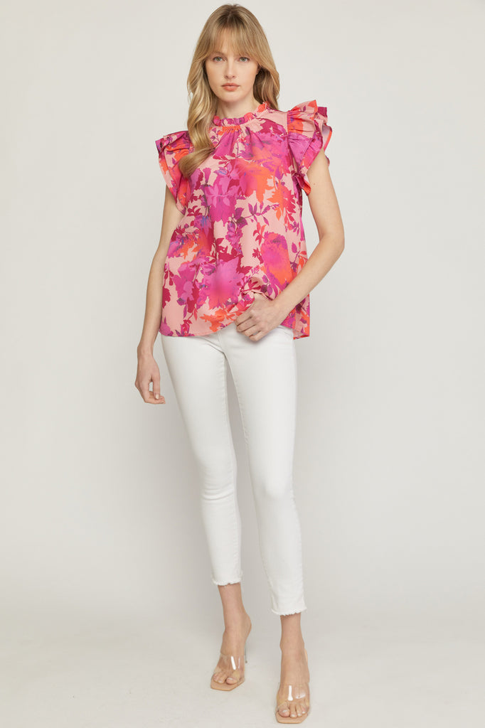 Love Language ruffle blouse (fuschia)