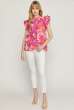Love Language ruffle blouse (fuschia)
