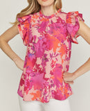 Love Language ruffle blouse (fuschia)