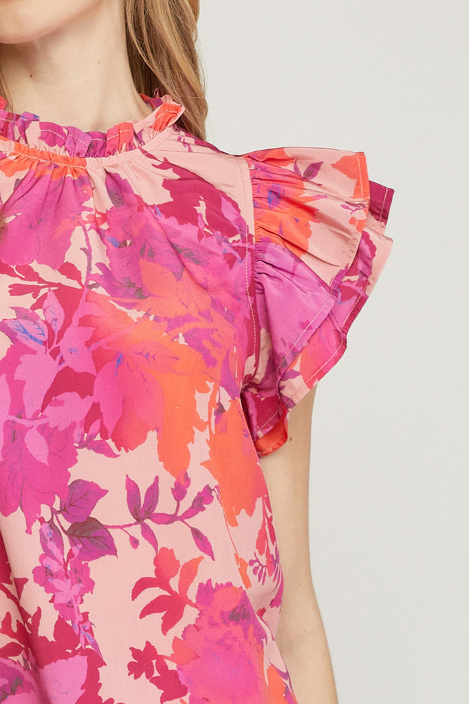Love Language ruffle blouse (fuschia)