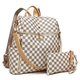 Zoe Checker Convertible Backpack 2PC Bag Purse (cream) - Mint Boutique